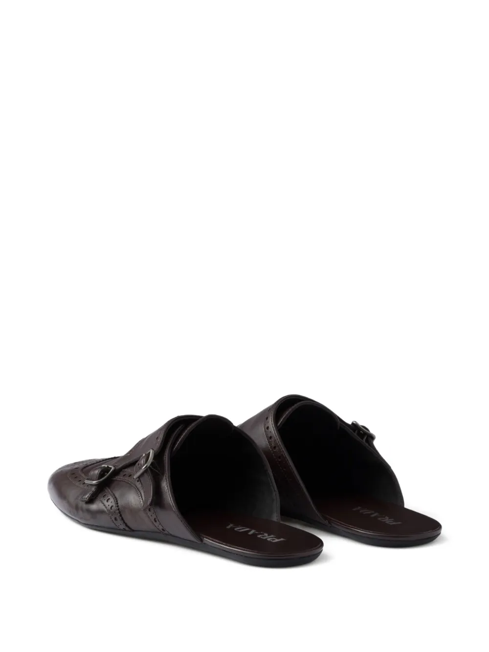Prada brogue-detail leather mules Brown