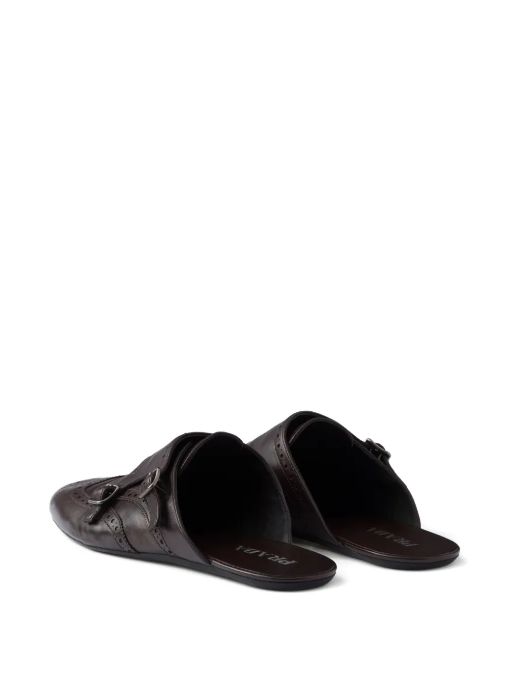 Prada Shuffle brogue-embellished leather mules Brown