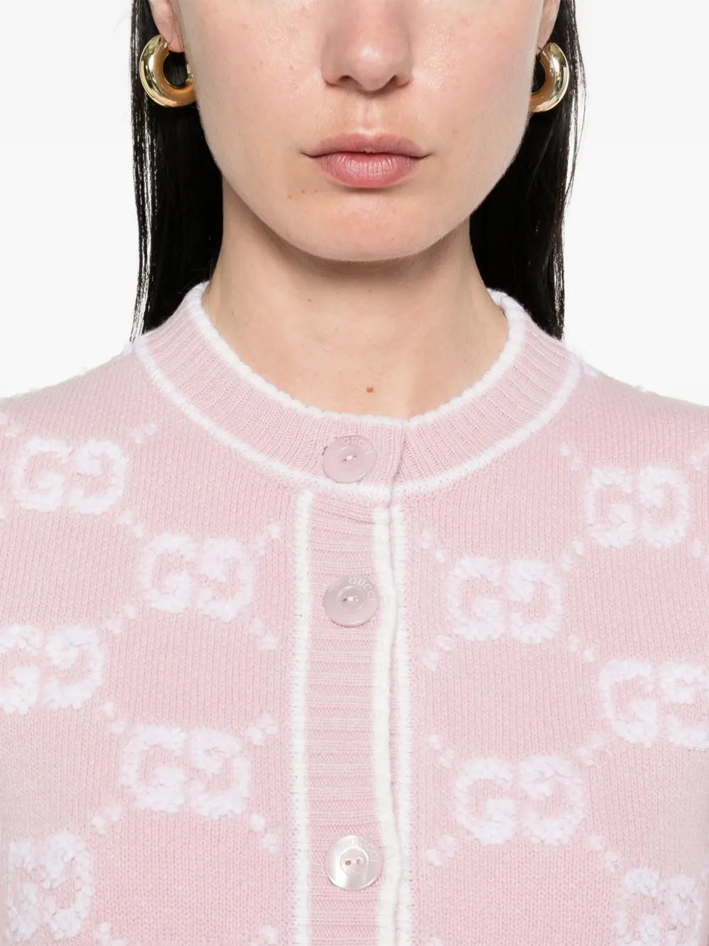 Gucci logo-jacquard cardigan Roze