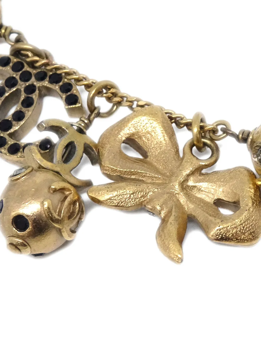Pre-owned Chanel 2003 Cc-charm Necklace In Gold
