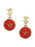 CHANEL Pre-Owned 2001 star-engraved pendant earrings - Gold