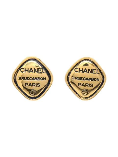 CHANEL Pre-Owned 1990-2000s Rue Cambom-engraved clip-on earrings