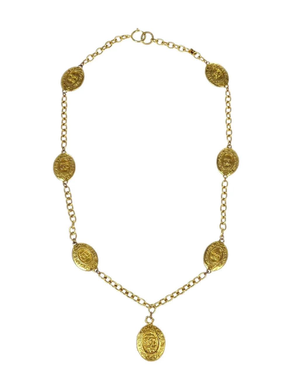 CHANEL Pre-Owned 1990-2000s medallion-charms necklace - ゴールドトーン CHANEL Pre-Owned 1990-2000s medallion-charms necklace - ゴールドトーン
