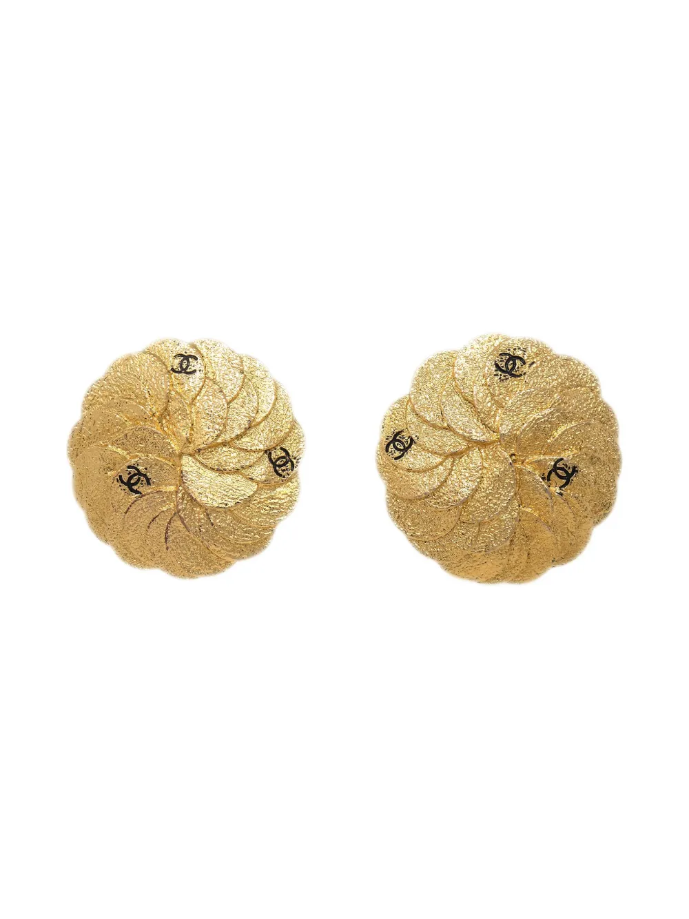 Pre-owned Chanel 1990-2000s Cc-engraved Clip-on Earrings