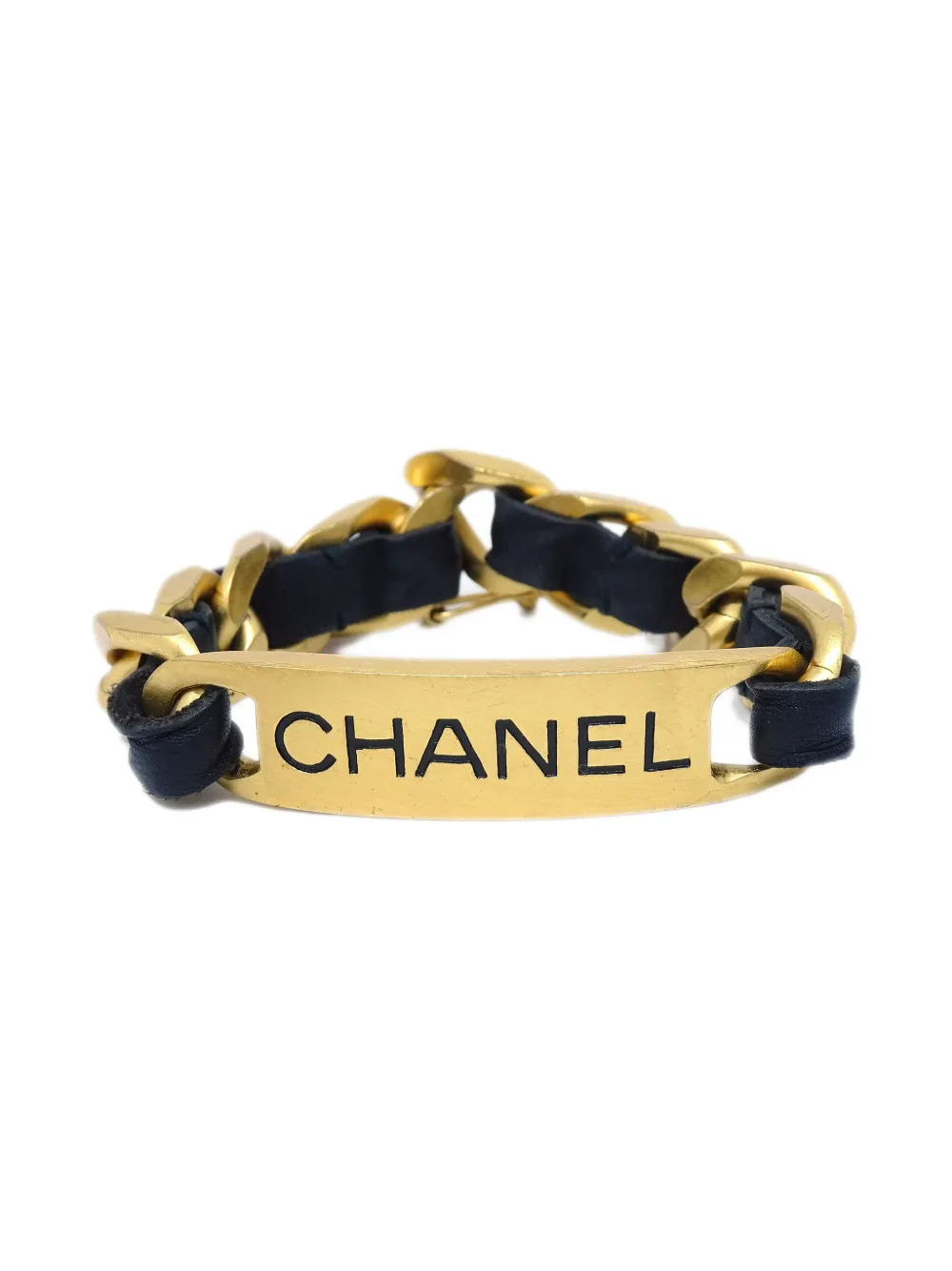 CHANEL Pre-Owned 1995 ロゴ ブレスレット - ゴールドトーン CHANEL Pre-Owned 1995 ロゴ ブレスレット - ゴールドトーン
