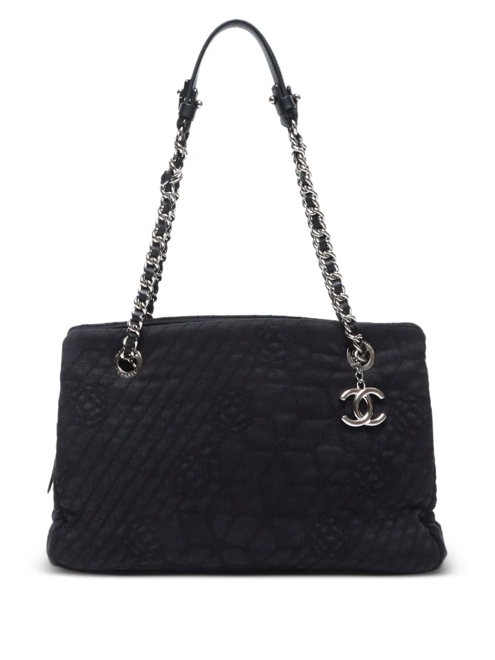 CHANEL Pre-Owned 2012 camellia canvas shoulder bag | Black | Image 1