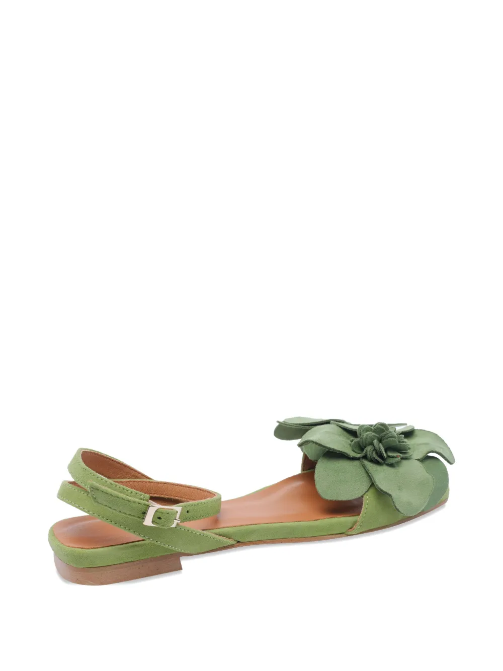 ANGEL ALARCON suede flat sandals Green