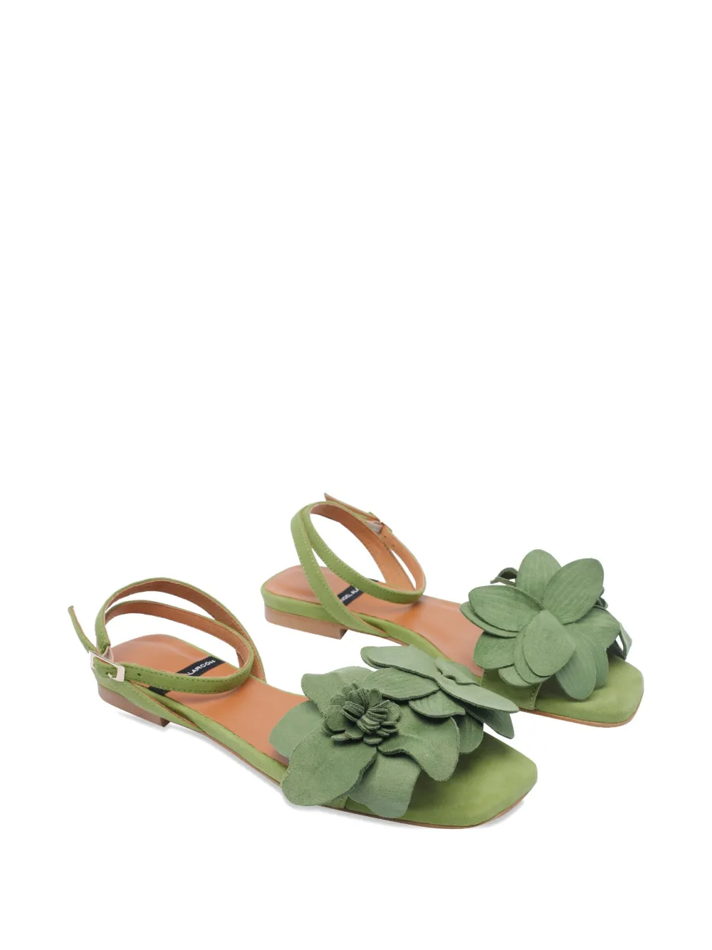 ANGEL ALARCON suede flat sandals Green