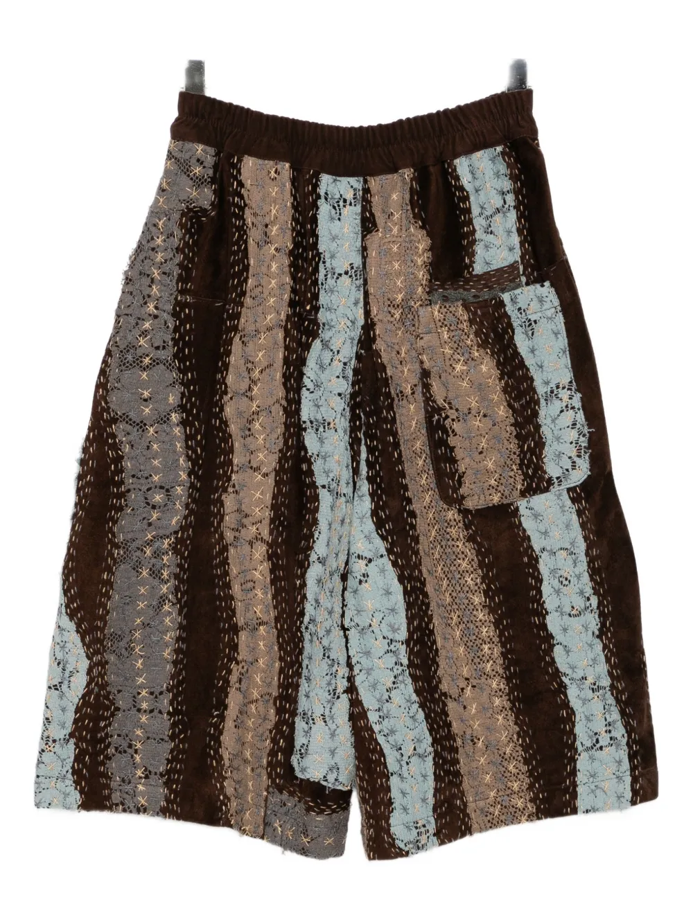 By Walid Suède bermuda shorts met kant Bruin