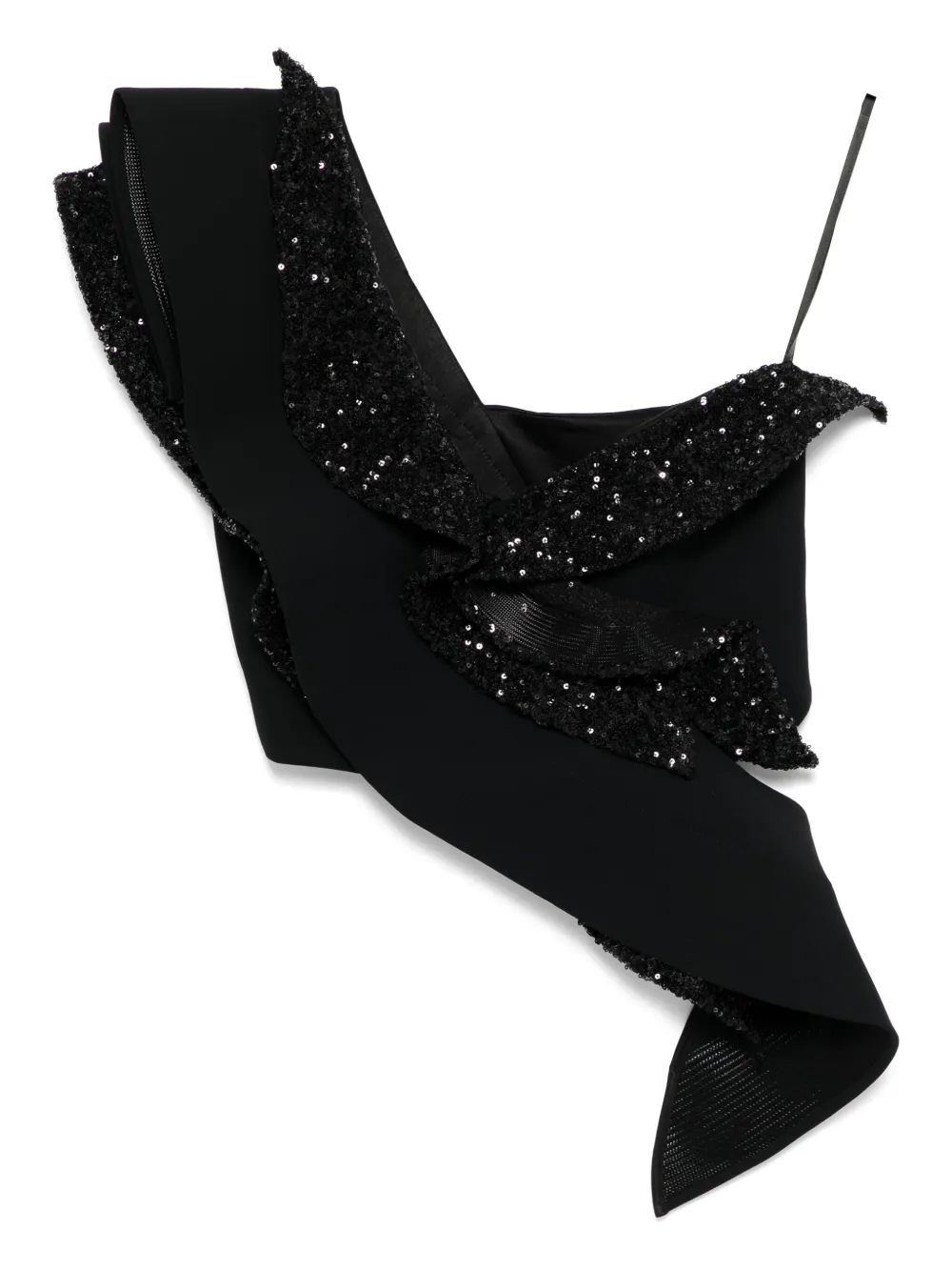 Maticevski asymmetric sequinned frill corset top | Black | Image 1