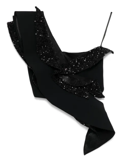 Maticevski asymmetric sequinned frill corset top