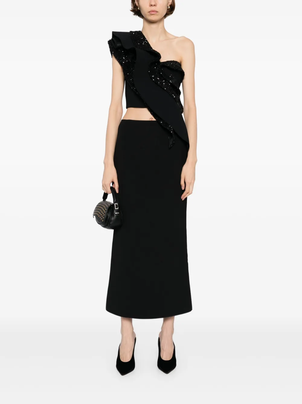Maticevski asymmetric sequinned frill corset top | Blouses | Image 2