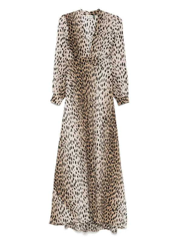 Rixo V-neck Long Sleeve Dress - Neutrals Rixo V-neck Long Sleeve Dress - Neutrals