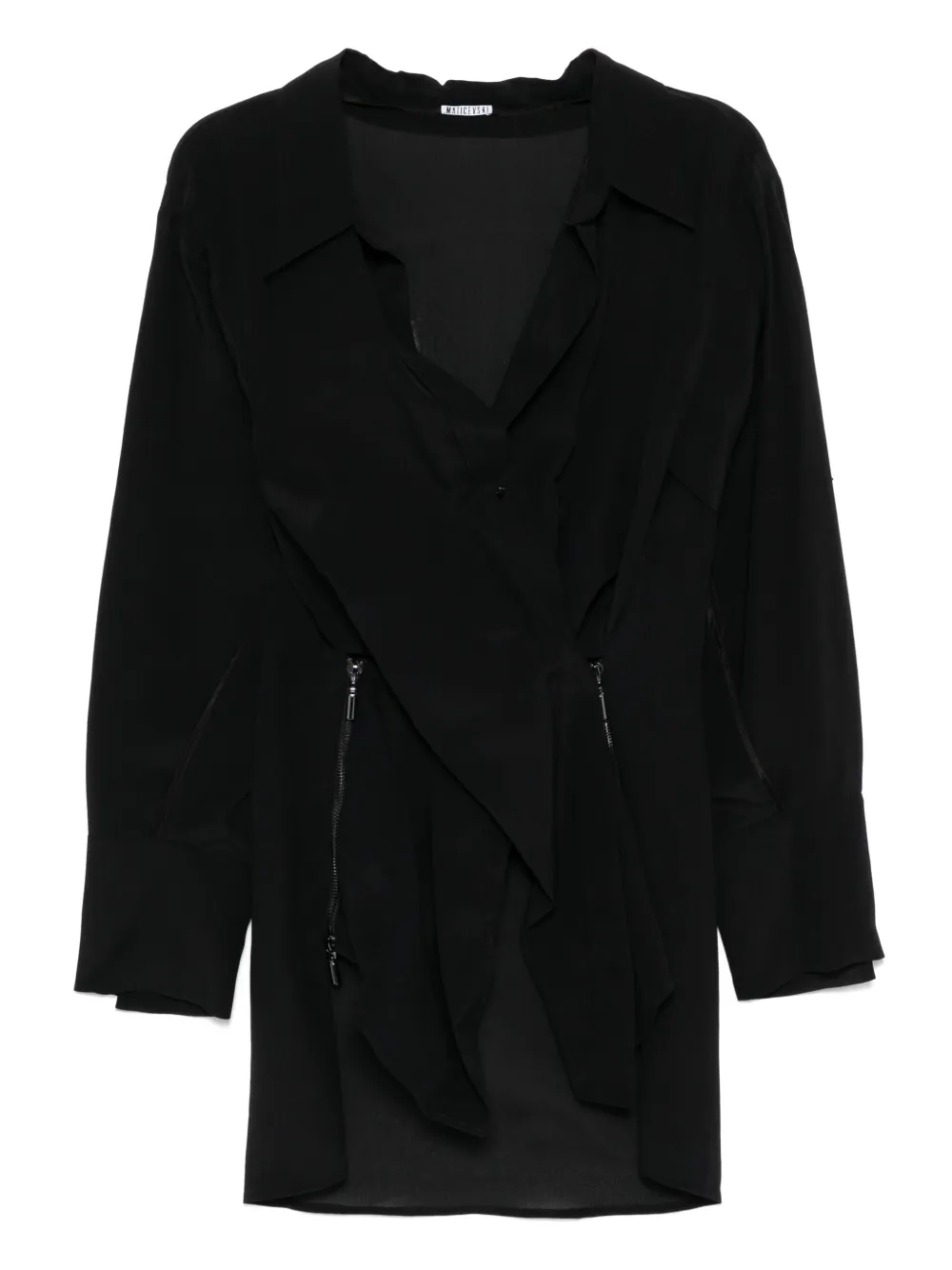 v-neck overlap multiway zip shirt