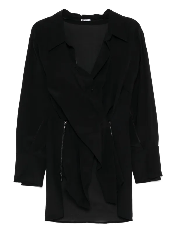 Maticevski V-neck Overlap Multiway Zip Shirt in Black