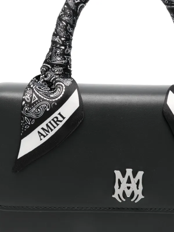 人気！【AMIRI】バンダナトリムレザーハンドバッグ AMIRI バンダナトリム ハンドバッグ | ブラック | FARFETCH JP
