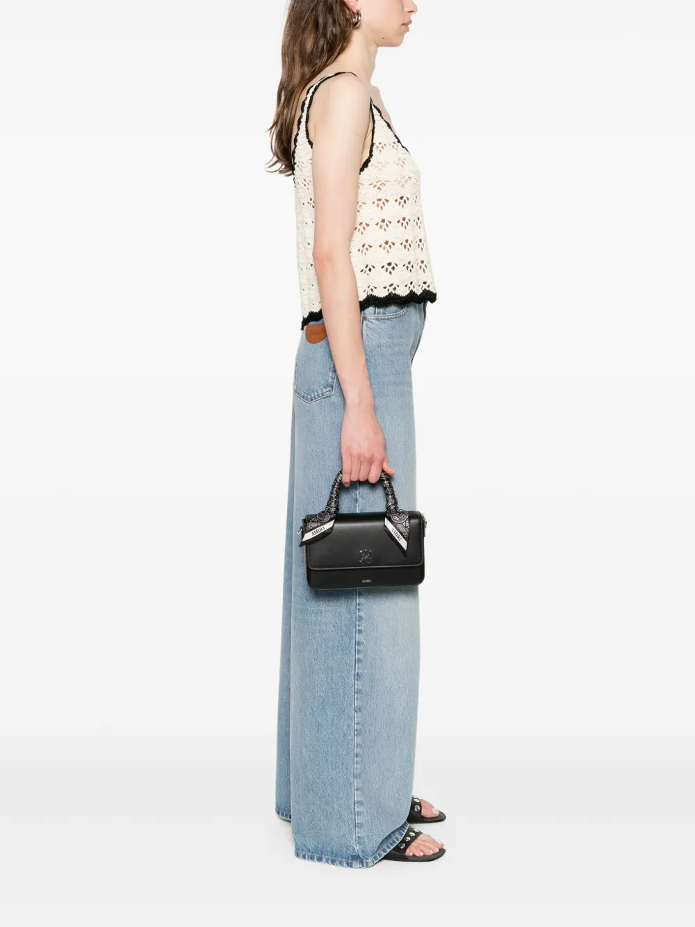 AMIRI bandana-trimmed leather handbag - Zwart
