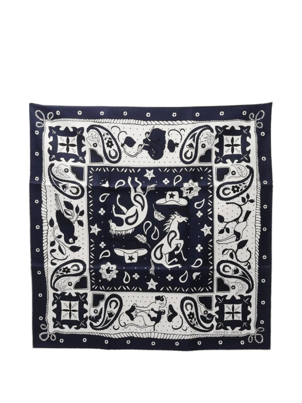Hermès Pre-Owned 20s Animaux Bandana 55 silk scarf | Blue | Image 1