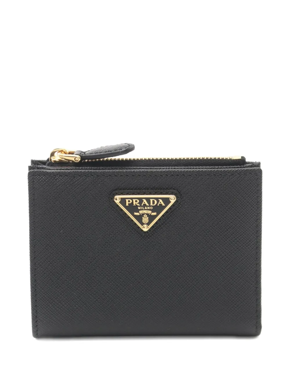 Prada Pre-Owned 2020s サフィアーノ トライアングルロゴ レザー 財布 - ブラック Prada Pre-Owned 2020s サフィアーノ トライアングルロゴ レザー 財布 - ブラック