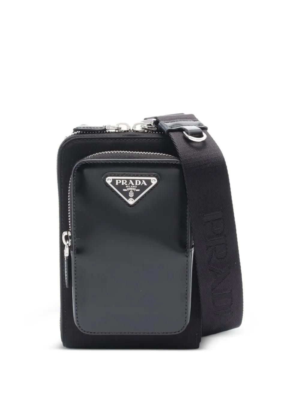 Prada Pre-Owned 2020s enamel-triangle bag | Black | Image 1