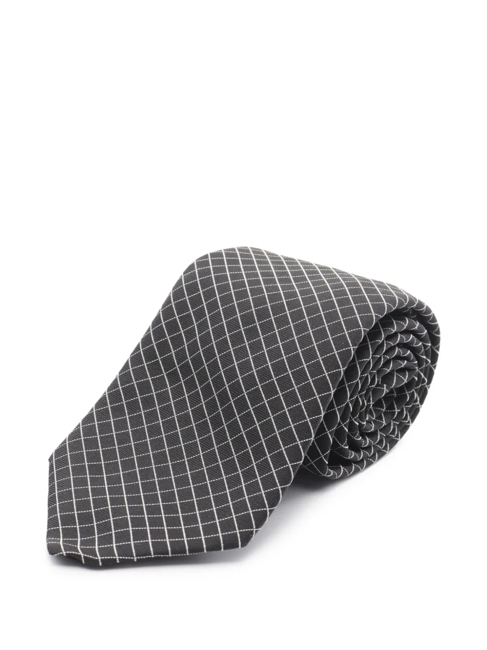 Hermès Pre-Owned 2020s check-patterned silk tie | Black | Image 1