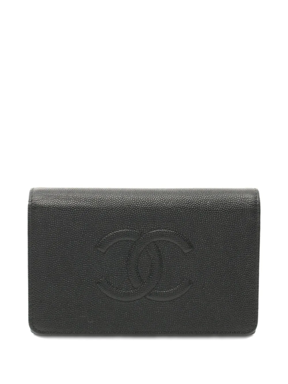 CHANEL Pre-Owned 2018-2019 trifold CC-logo Caviar-leather wallet | Black | Image 1