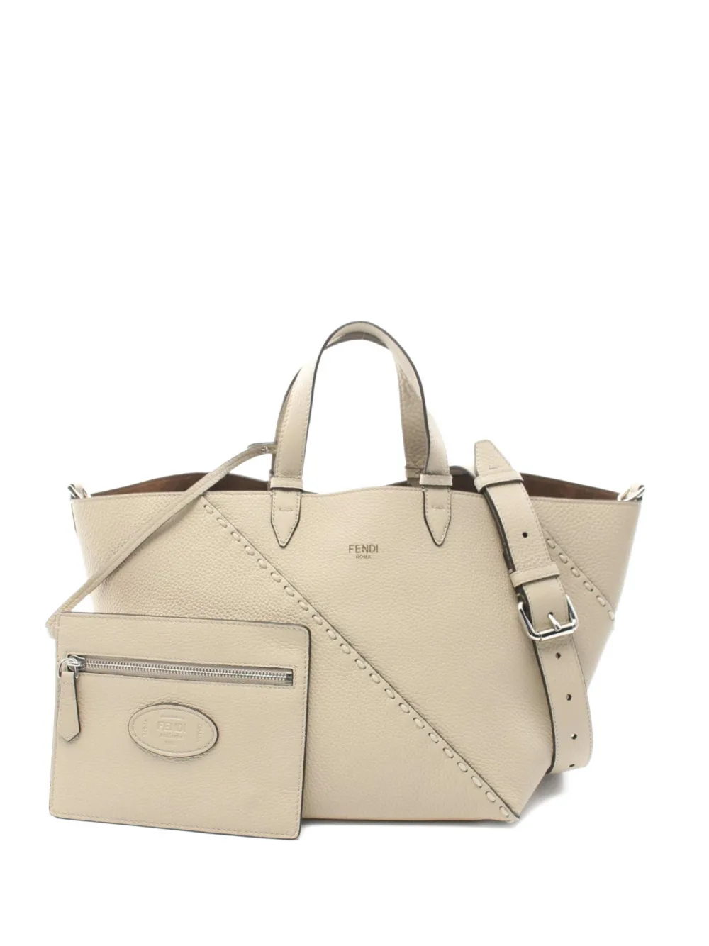 Fendi Pre-Owned 2020s small Selleria Diagonal two-way handbag | Neutrals | Image 1