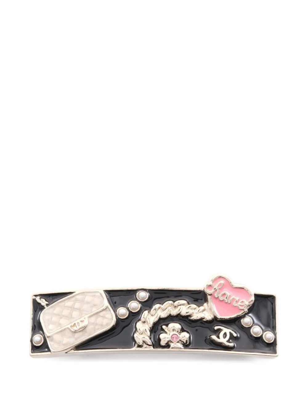 CHANEL Pre-Owned 1986-1988 エンボス ヘアクリップ - ゴールドトーン CHANEL Pre-Owned 1986-1988 エンボス ヘアクリップ - ゴールドトーン