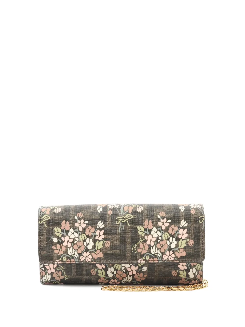 Fendi Pre-Owned 2020 floral-print clutch bag | Brown | Image 1