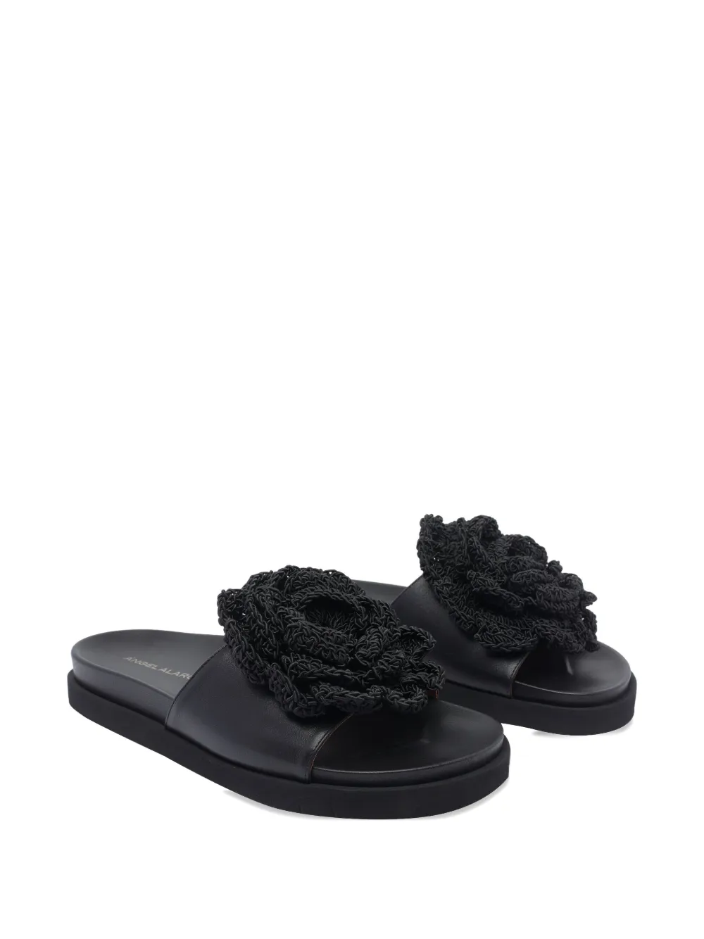 ANGEL ALARCON leather flat sandals - Zwart
