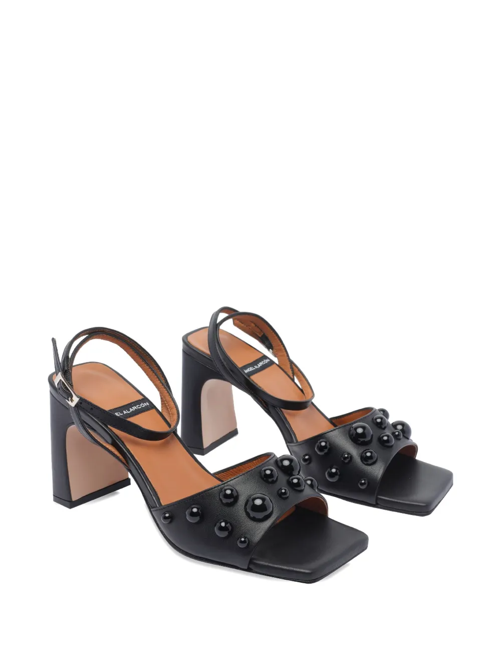 ANGEL ALARCON 85mm leather heeled sandals Black