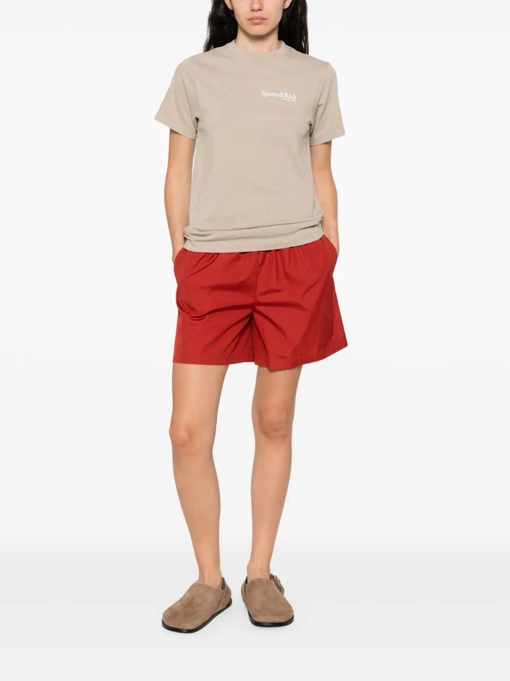 Sporty & Rich T-shirt met logoprint Beige