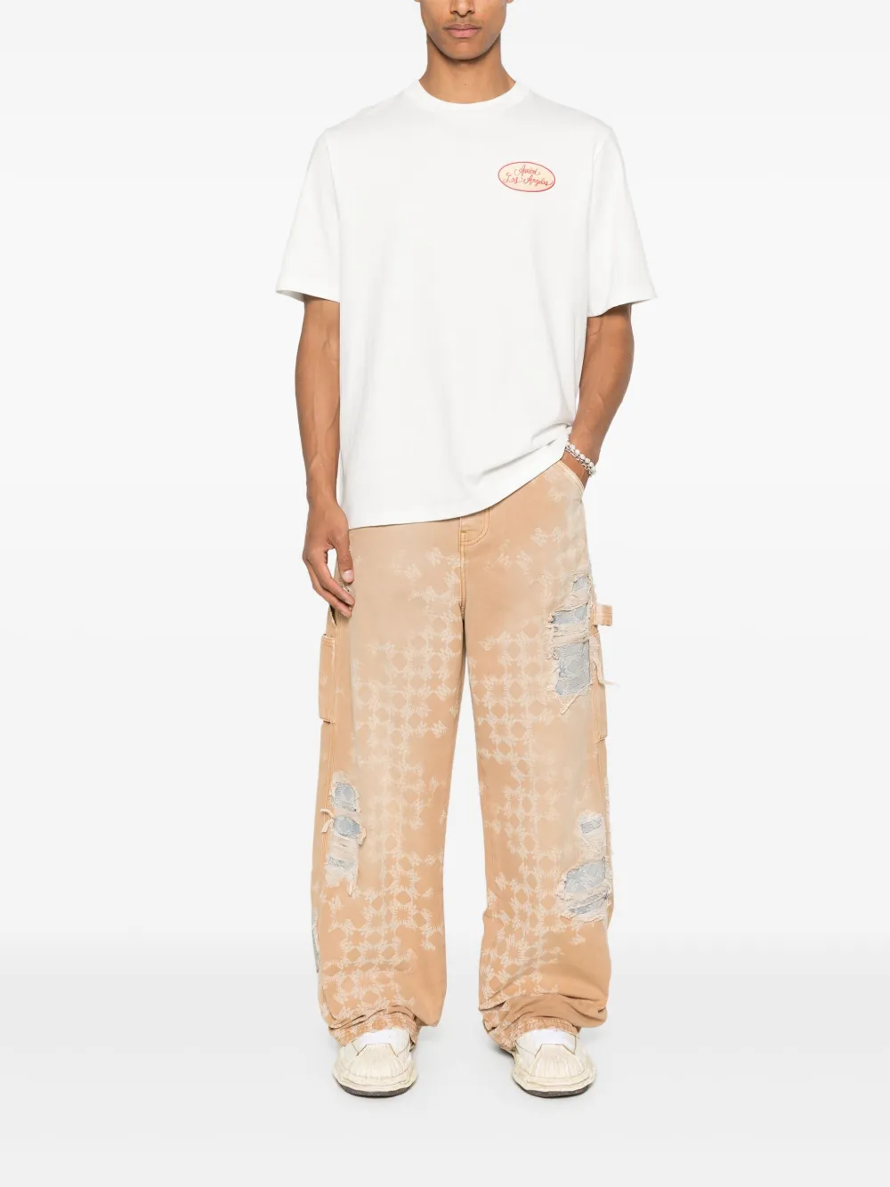 AMIRI distressed straight-leg jeans - Beige
