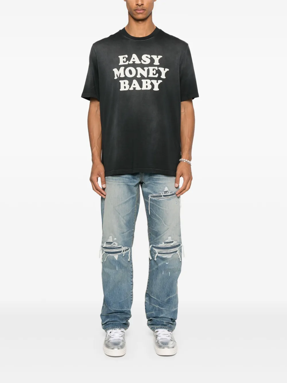 AMIRI distressed straight-leg jeans - Blauw