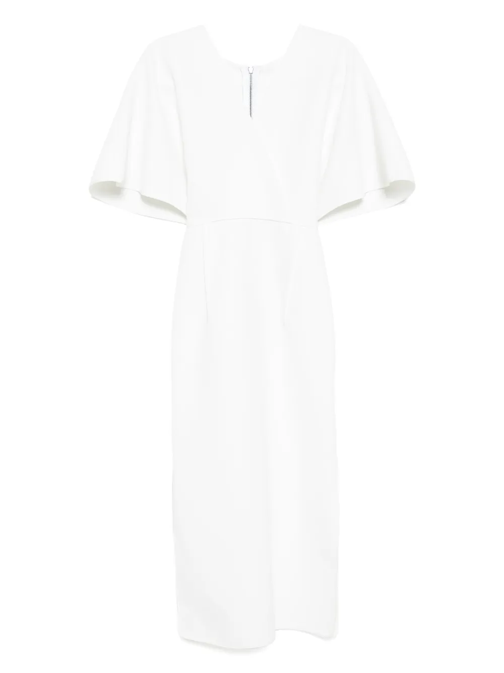 v-neck short sleeves midi dress