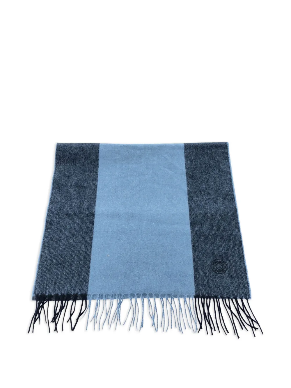 Hermès Pre-Owned 2010s two-tone fringed scarf | blu | Image 1