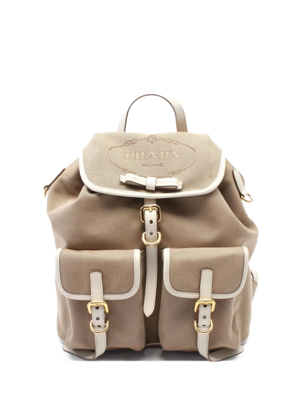 Prada Pre-Owned 10's logo-jacquard backpack | Neutrals | Image 1