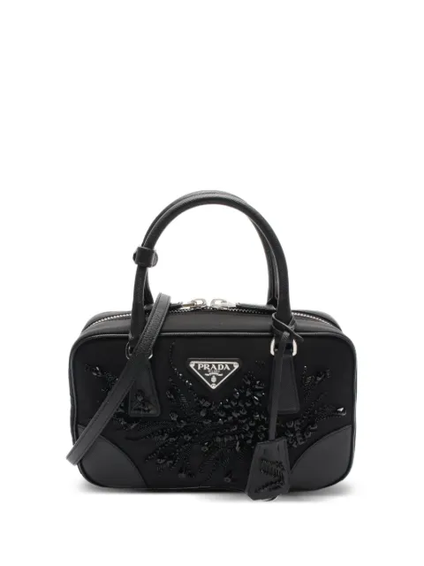 Prada Pre-Owned perledekoreret håndtaske med blomsterapplikationer fra 2020'erne