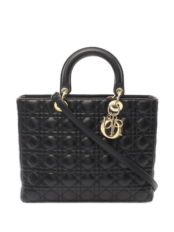 Christian Dior Pre-Owned 2010s Large Lady Dior two-way Handbag Black  FARFETCH IN