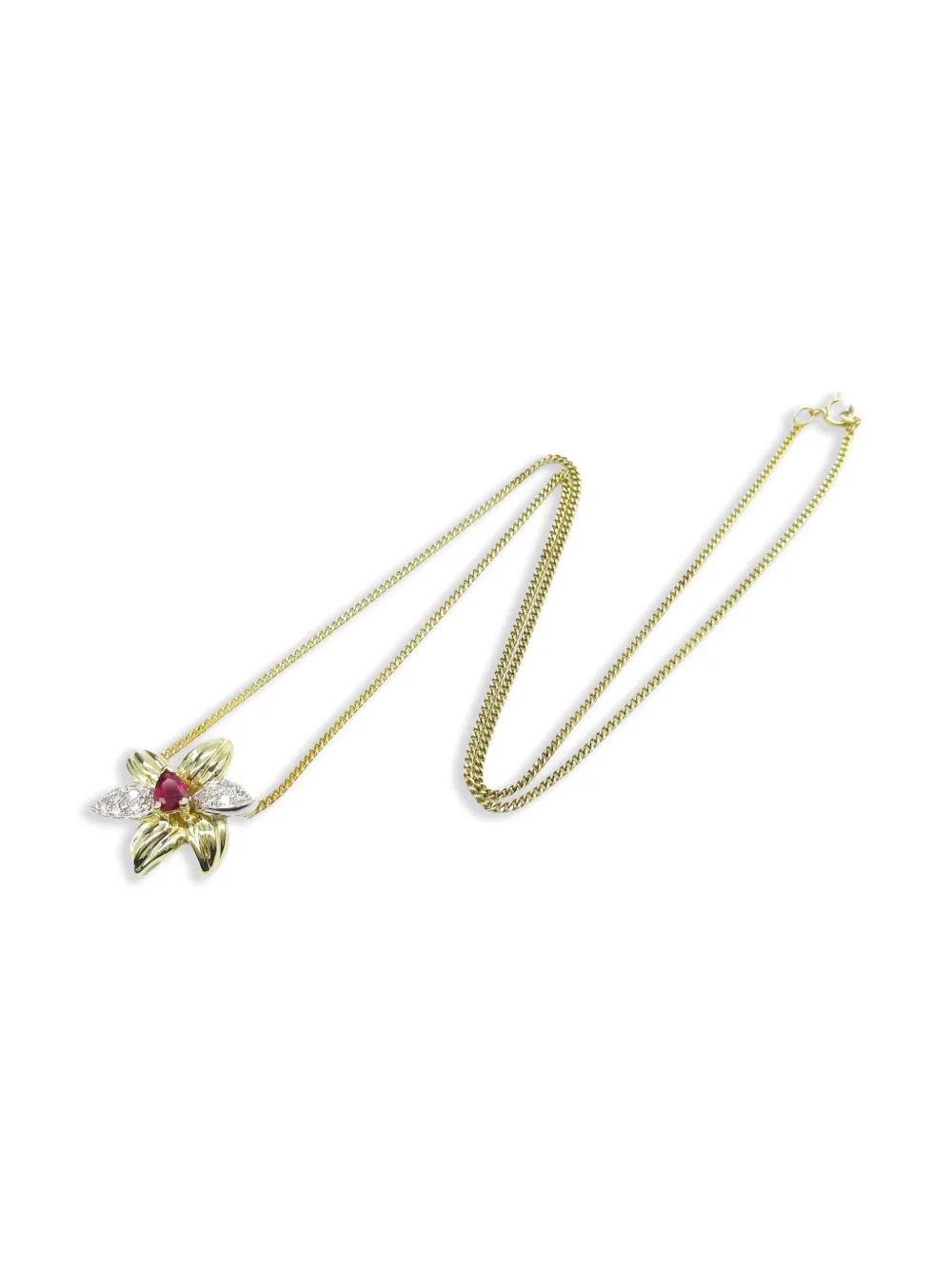 Tiffany & Co. Pre-Owned 2010s 18K yellow gold flower-motif ruby and diamonds necklace | Image 2