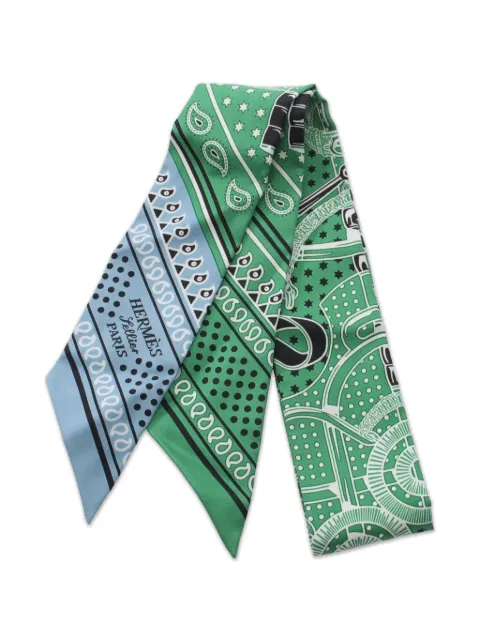 Hermès Pre-Owned 2010s Twilly Eperon d'Or patterned silk scarf