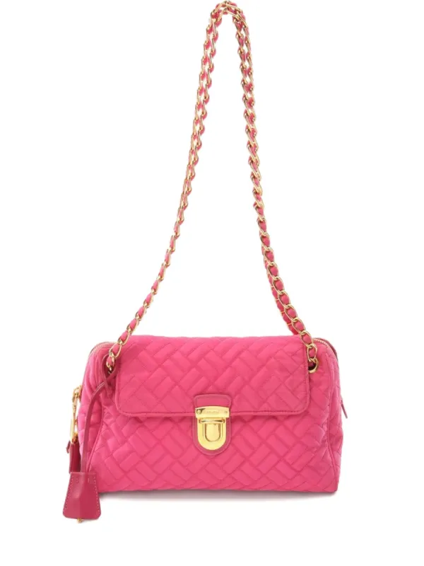 Prada Pre-Owned 2000s Tessuto Impuntu Quilted Chain Bag Pink