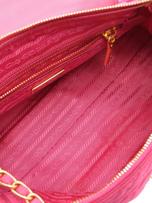 Prada Pre-Owned 2000s Tessuto Impuntu Quilted Chain Bag Pink
