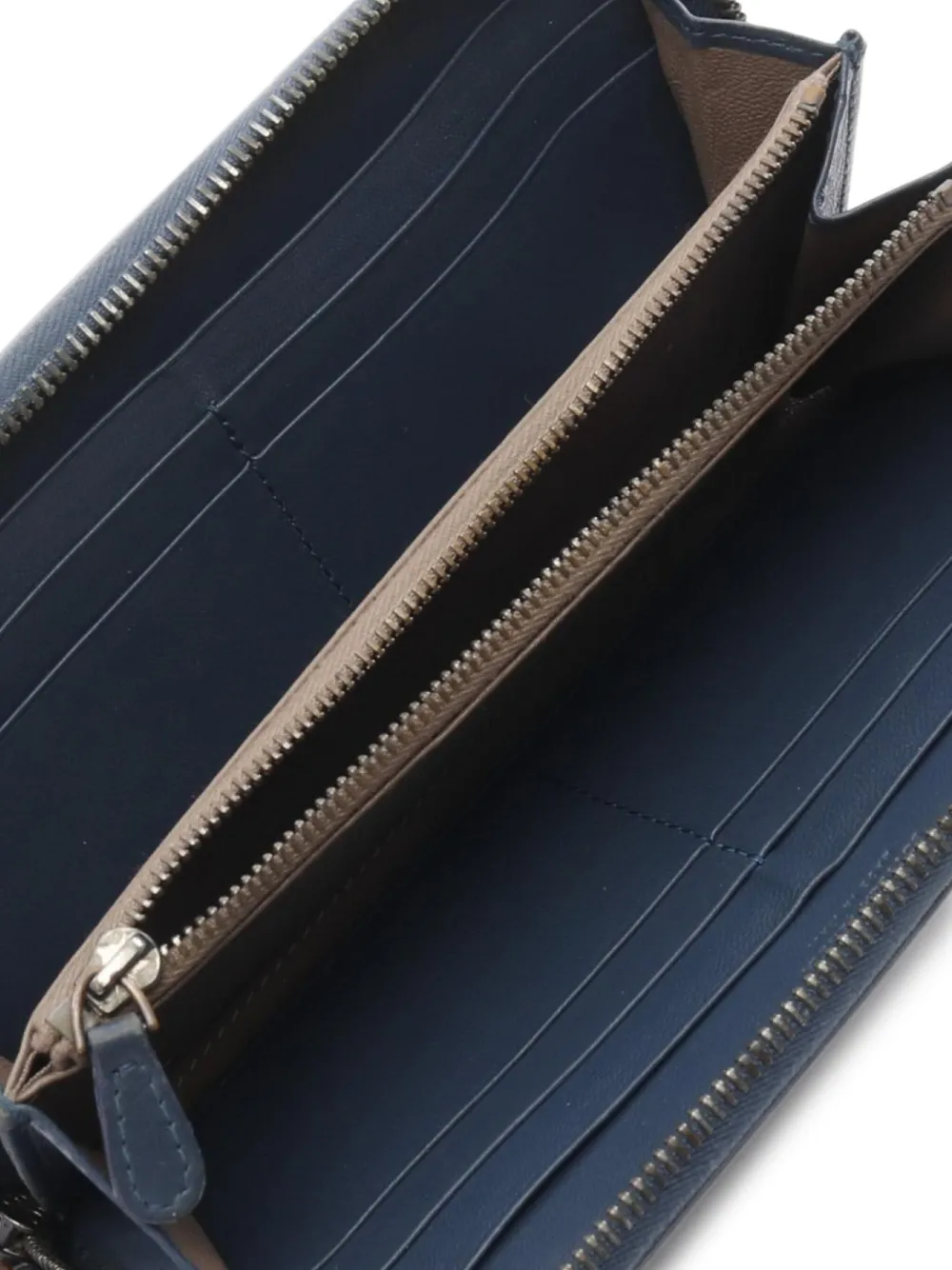 Pre-owned Bottega Veneta 2000s Intrecciato Leather Zip-around Wallet In Blue