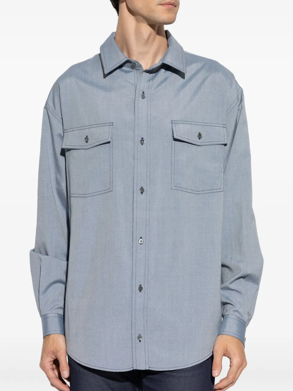 Giorgio Armani Button-up overhemd Blauw