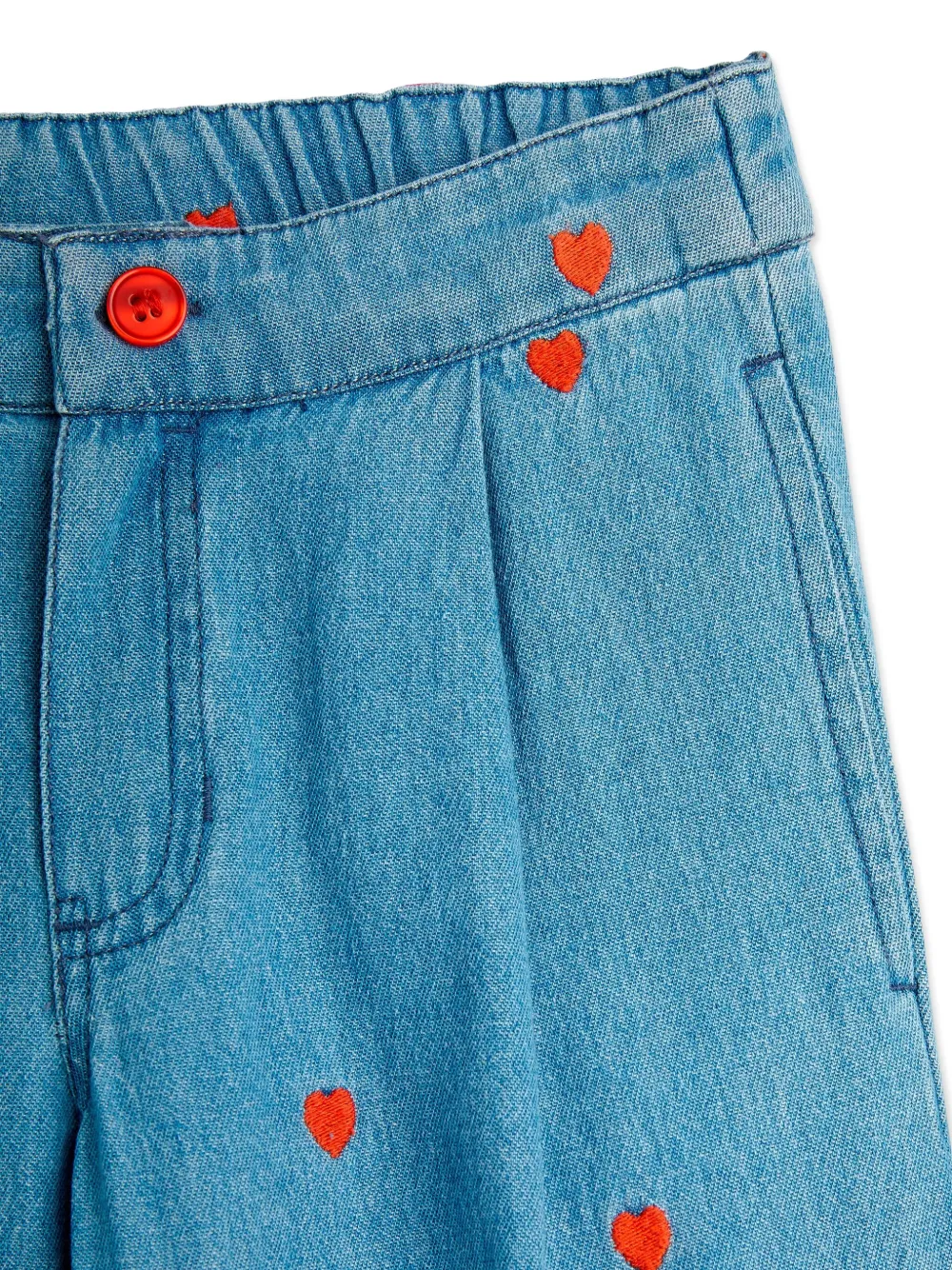Mini Rodini Denim broek met hartprint Blauw