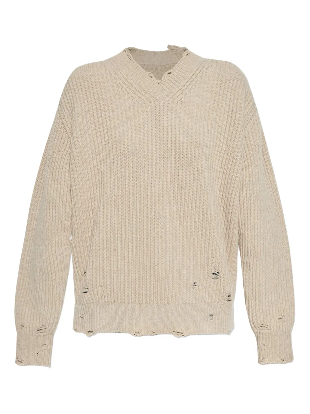 MM6 Maison Margiela Gerafelde geribbelde trui Beige