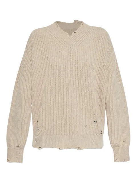 MM6 Maison Margiela Suéter canelado com efeito destroyed