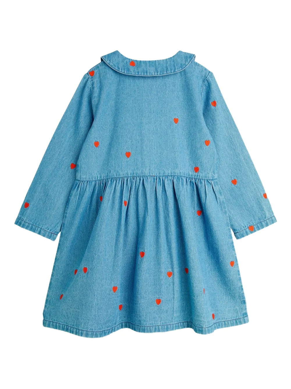 Mini Rodini Denim jurk met hartprint Blauw
