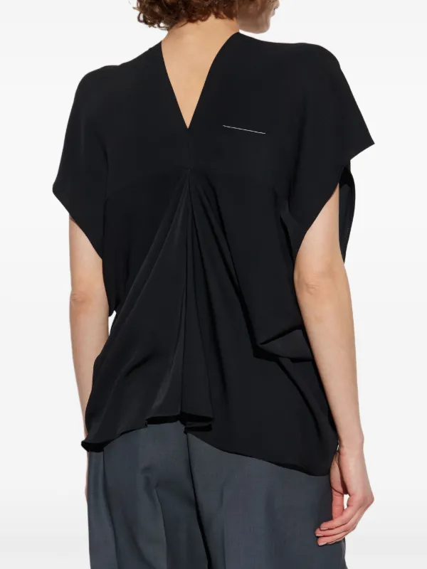 mm6 ブラック プリーツ ブラウス ポンチョ MM6 Maison Margiela ドレープ ブラウス | ブラック | FARFETCH JP